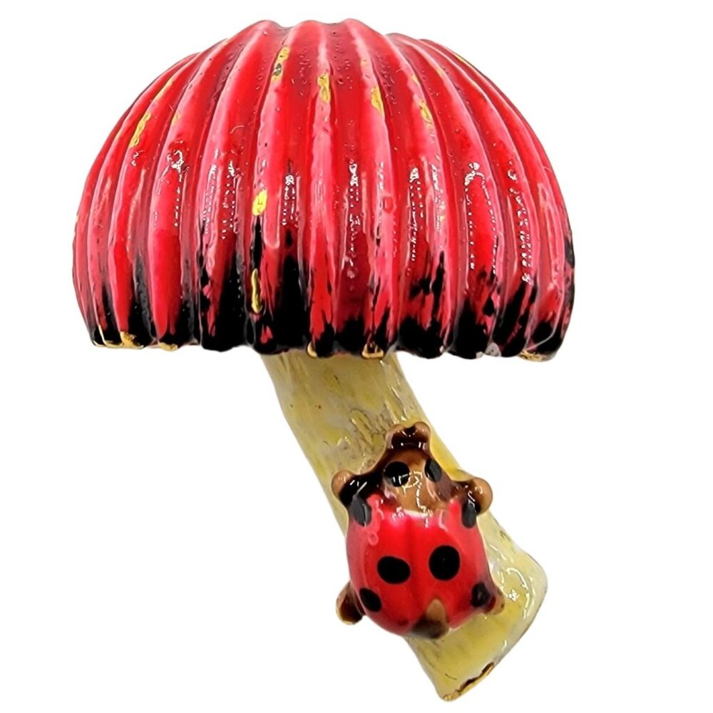 Original By Robert Red Enamel Mushroom Lady Bug Pin Signed